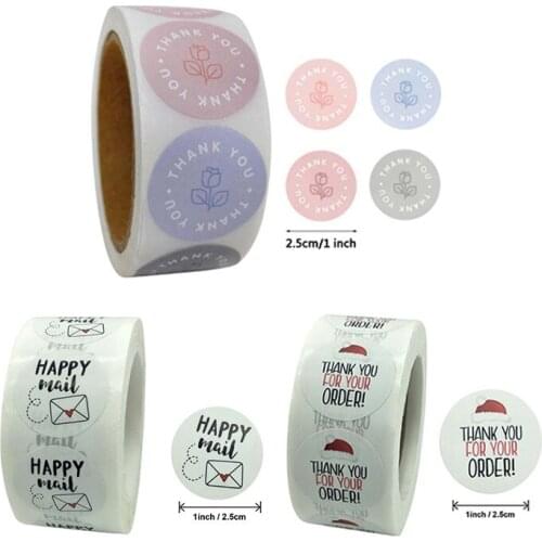 500pcs/roll 1inch Rose Thank You Sticker Seal Labels for Baking Packages Handmade Scrapbooking Decoration Stationery Stickers