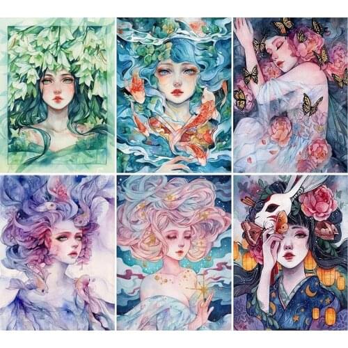 Uone Diamond Painting DIY Cross Stitch Flower Dream Girl FullSquare Round Embroidery Rhinestone Kids Adult Home Office DecorGift