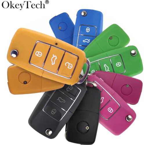 Okeytech Flip Folding Remote Auto Car Key Shell For Volkswagen for Seat for Skoda Golf Passat Beetle Polo Bora 3 Buttons