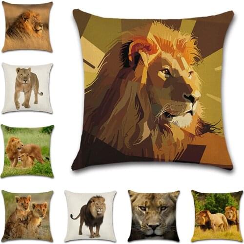 King of the Prairie Lion Pattern Animal Cushion Cover decorative Home sofa chair car seat friend bedroom kids gift pillowcase