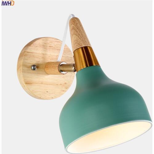Wooden Wall Lamps Nordic Wall Lights Modern Iron Bedroom Bedside Light Wandlamp Fixtures For Home Decoration Restaurant Bar