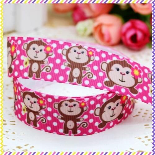 DHK 7/8'' 5yards monkey printed grosgrain ribbon headwear hair bow diy party decoration OEM Wholesale 22mm C799
