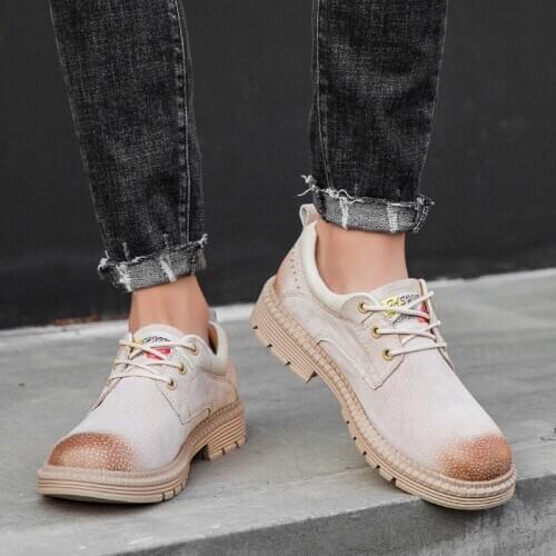 For 2020 work outdoor shose shoe black Casual man leather wear boots male flat brown sole loafers causal Sneaker mens office