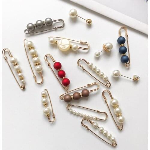 Hot Sale Luxury Shawl Pin Brooch Sweater Pin Badge Pearl Baby Scarf Buckle Hijab Tudung Brooch