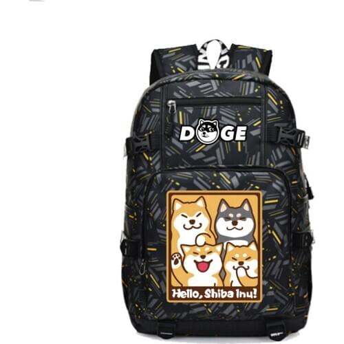Husky Corgi Dog Doge Shiba Inu Backpack Fashion Laptop Travel Backpack with USB port students Book School Bag