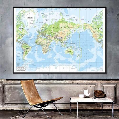 24x36 inch The World Mercator Procjection 2001 Version World HD Map For School Office Wall Decor And Study Education