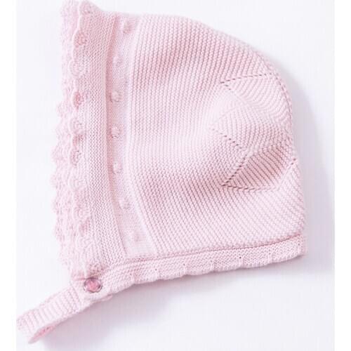 2016 Pink Cute Girl Hat Soft Cotton Crochet Beanies Kids Fall Winter Hat Children Cap Handmade Knit Windproof Earmuffs Cap