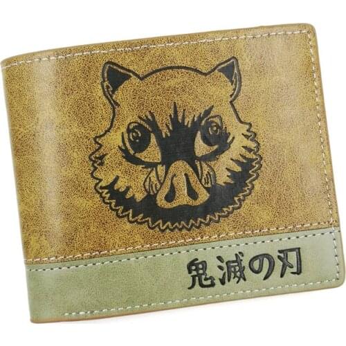 Anime Demon Slayer: Kimetsu no Yaiba Short PU Leather Wallet Hashibira Inosuke Men and Womens Purse