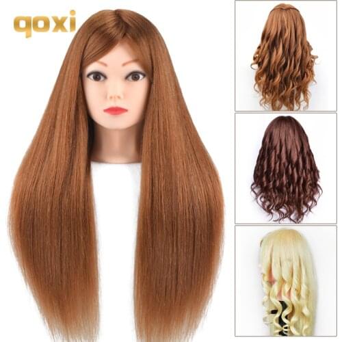 Mannequin heads with 80% human hair for braiding tete de cabeza manniquin dolls dummy head for hairdresser practice hair styling