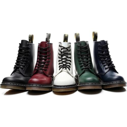 Men Martensboots Boots Genuine Leather Botas Ankle Mujer Casual Drmotorcycle Shoes Warm Fur Winter Zapatos Mujer Yellow Line 46