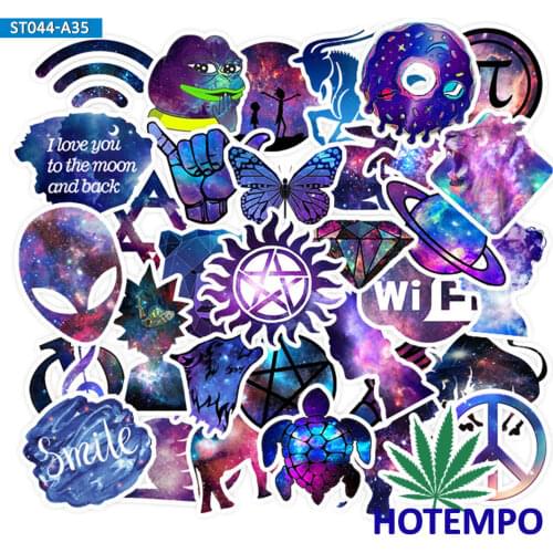 35pcs Galaxy Stars Fantasy Mix Style Anime Stickers for Mobile Phone Laptop Luggage Guitar Case Skateboard Bike Cartoon Stickers