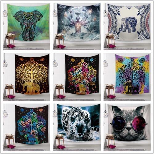 Elephant Wall Tapestry Skull Pattern Home Decorative Tapete Bedroom Blanket Table Cloth Yoga Mat
