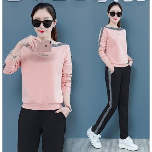 Casual sportswear suit Spring autumn New Lady suit Two-piece set Long sleeve tracksuits women set Youth clothing for womens 1057