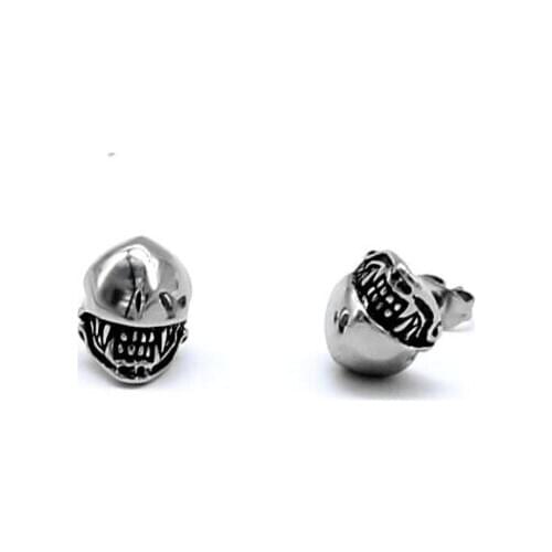 Regalrock Steampunk Skull Skeleton Armor Helmet Demon Teeth Stud Earring