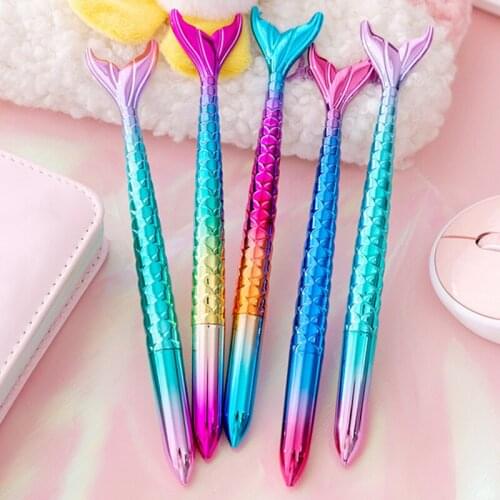 24Pcs Korean Kawaii Cool Mermaid Gel Pens Cute Cool Funny Stationery Ballpoint Rollerball Back to School Stuff Thing Goods Item
