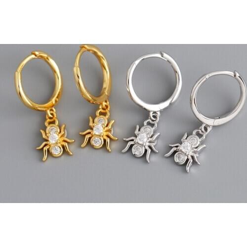 OUFEI 925 Sterling Silver Earrings For Women Cute Spider Animal Earrings Rhinestone Drop Earrings Fashion 2020 New Jewelry