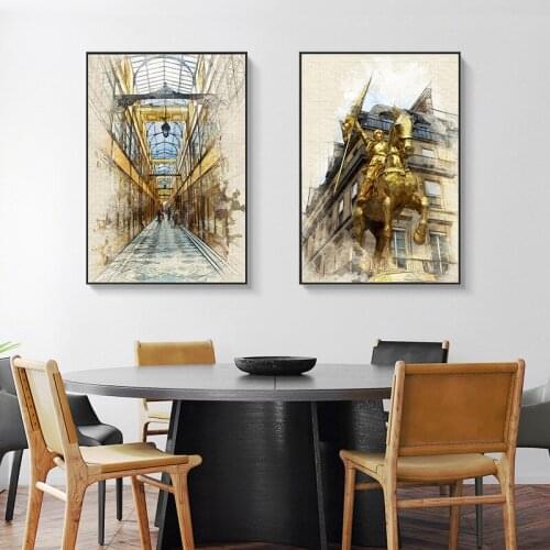 Nordic European Architecture Horse Rider Abstract Entrance Simple Mural Poster Decorative Painting Frameless Painting Core