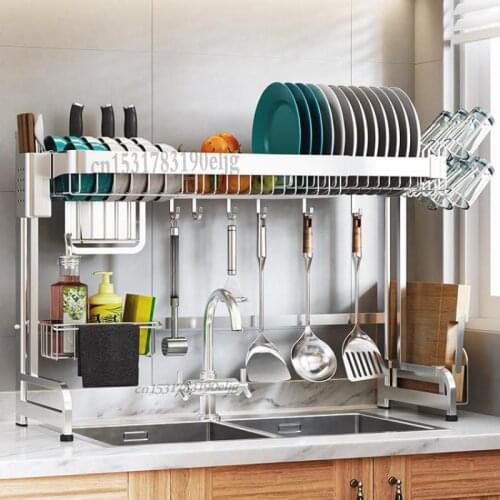 Stainless steel telescopic sink racks drying dish rack drain rack kitchen supplies put tableware storage rack home Daquan