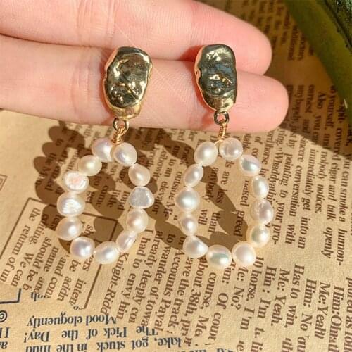Vintage Drop Earrings for Women Silver Needles Baroque Freshwater Pearls Long Earrings Bridal Wedding Engagement Fine Jewelry