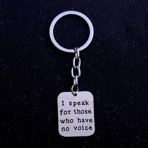 I Speak For Those Who Have No Voice Keychain Keyring Veterinary Vet Tech Animal Rescue Keyfob Veterinarian Dog Lovers Presents