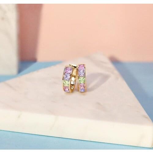 Hgflyxu Zircon small hoop Earring for women gold color Rhinestone New shape High quality Earring fashion ear Jewelry 2020