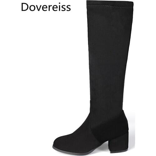 Winter For Woman New Fashion Sexy Consice Apricot Black New Round toe Boots Block heels Chunky Heels Knee high boots 32-48