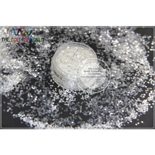 1 mm white with silver light Color Circle dot shapes glitter for nail art and Other art Decoration 1 pack =50g