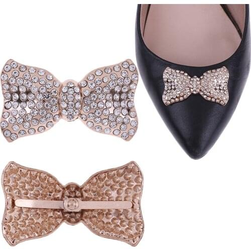 1PCS Rhinestones Crystal Decorations Women Shoes Clips DIY Shoe Charms Jewelry Bowknot Shoes Decorative Accessories