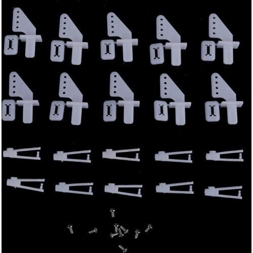 10 Sets Medium Lock On Nylon Control Horn And Clevis 21mm Set Rudder Servo Ailerons Elevators For RC Fixed Wing Airplane