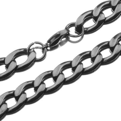 11MM Hot Selling 1：1 NK Cuban Link Chain Stainless Steel Black Cool Mens Womens Necklace Or Bracelet Christmas Gift 7-40inch