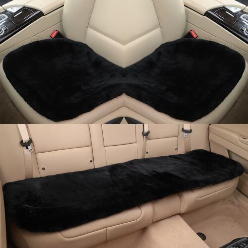 19 Inch Luxurious Natural Fur Authentic Soft Fluffy Wool Sheepskin Car Seat Cover for Automobile Interior Accessory Seat Cushion