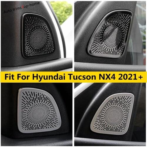 Car Interior Inner Front Door A Pillar Speaker Cover Trim 2Pcs/Set Stainless Steel Accessories For Hyundai Tucson NX4 2021 2022