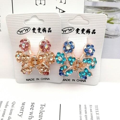 2PCS Colorful crystal Women Hair Claw rhinestone Hair Jaw Clip Small Gem Clamp Girls Women Girls Kids Hair Accessories Ornament