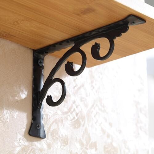 2pcs Wall Mounted Shelf Bracket L Shaped Shelf Bracket Floral Carved Assorted