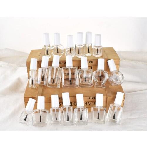 200pcs Empty Bottle Packaging Transparent Glass Bottle Nail Polish Empty Bottle With Brush White Top Cap