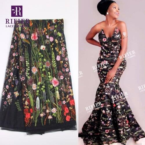 5 Yards Flower Embroidered Women Evening Dresses Fabric High Quality Africa Guipure Net Lace Fabric Nigeria Style Wedding Laces