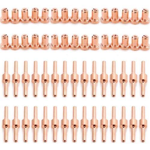 60pcs Red Copper Extended Long Plasma Cutter Tip Electrodes&Nozzles Kit Mayitr Consumable For PT31 LG40 40A Cutting Welder Tor