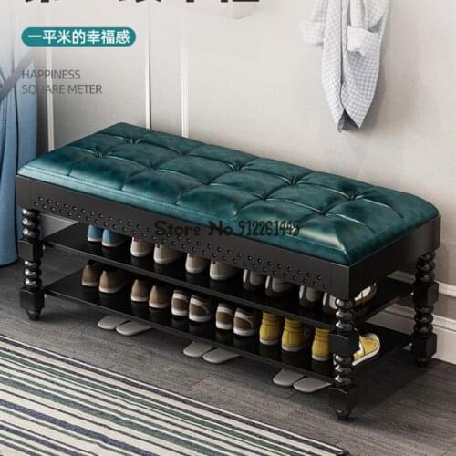 American long shoe changing stool household entrance sitting shoe cabinet multifunctional multi-layer storage shoe rack shoe wea
