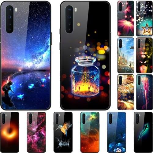 Case For Oneplus Nord Back Phone Cover Black Silicone Bumper With Tempered Glass Series 1
