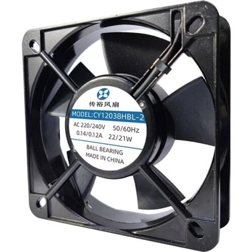 CHUANYU CY12038HBL-2 120x120x38mm 220/240VAC 50/60HZ 0.14/0.12A 21/22W Ball Bearing Axial Fan
