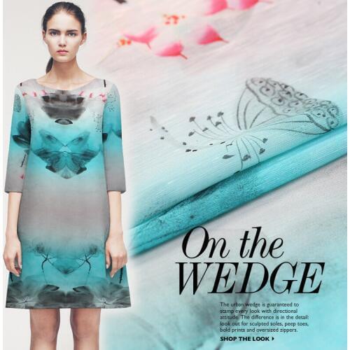 Digital printing silk fabric summer thin silk linen fabric dress fabric digital inkjet linen fabric wholesale linen cloth