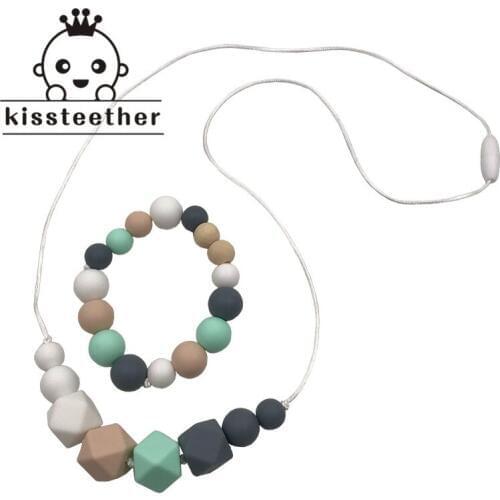 Baby Teething Necklace for Mom, Silicone Teething Necklace, BPA Free Bracelet