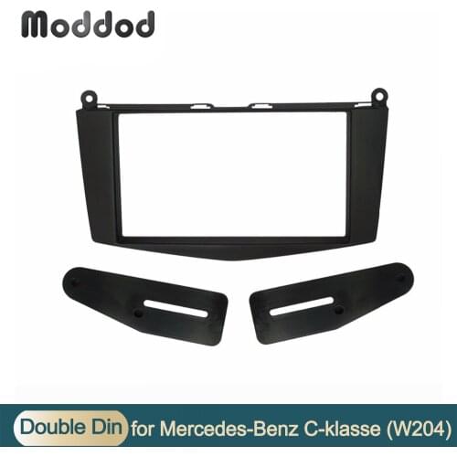 Double Din Stereo Panel for BENZ C CLASS W204 2007 Fascia Black Color Radio Refitting Dash Mounting Installation Trim Kit Face