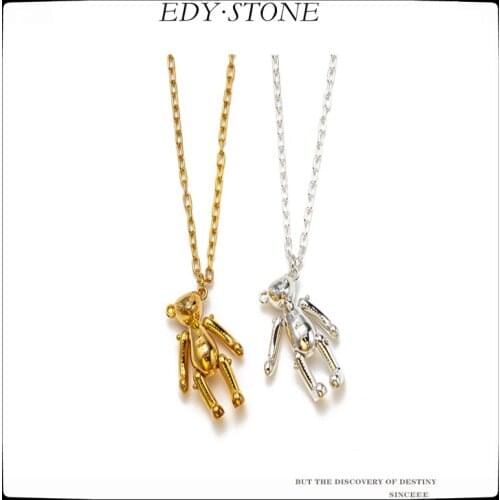 EDY 20FW New Hip Hop Quality Punk Pin Personality Bear Pendant Unisex Couple Chain Bracelet For Men Women Girls Jewelry