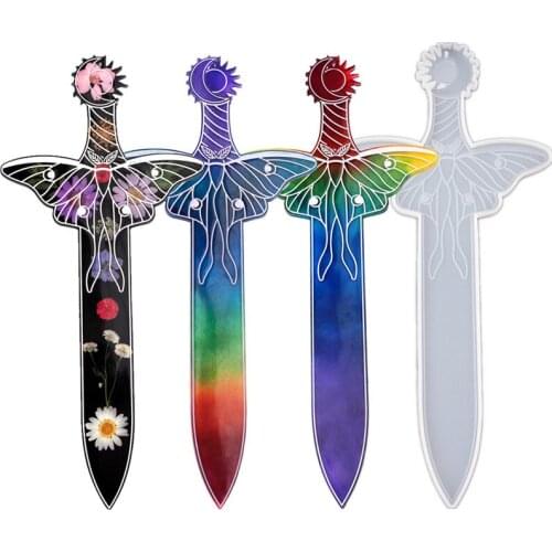 DIY Crystal Epoxy Moon Moth Sword Mould Single Weapon Toy Ornaments Home Decoration Resin Silicone Hand Tools