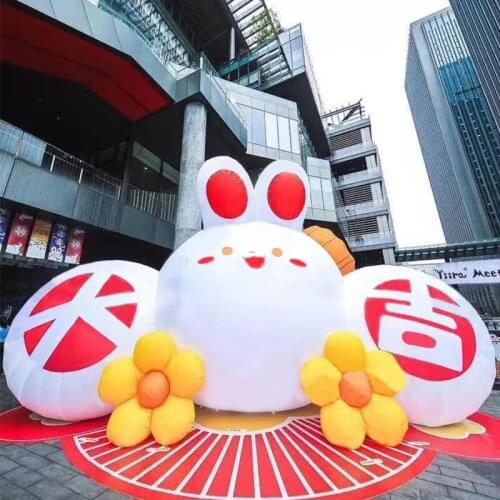 Giant Inflatable Rabbit Bunny Lucky Cartoon Animal with Lighting for Advertise Event Celebration Decoration