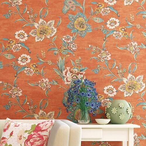 GLOW4U Self Adhesive Vintage Floral Wallpaper Mural for Walls Bedroom Living Room Kitchen Home Decal