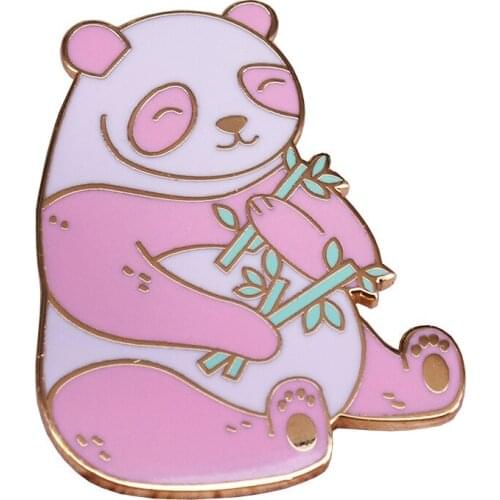 HOSENG Cute Pink Panda Animals Cartoon Brooch Fashion Lapel Backpack Enamel Jewelry Pin Elegant Coat Badge Christmas Gift HS_494