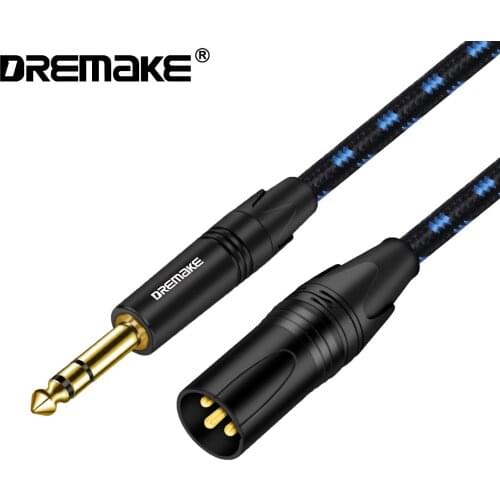 DREMAKE TRS 1/4 to XLR Microphone Cable 6.35mm Male to XLR Male Balanced XLR 3-Pin to 6.5mm Stereo Interconnect Cord for Speaker