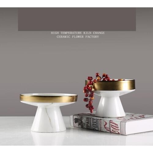 Ceramic Cake Tray Marble Texture Contemporary Decor Beverage Food Plate High Food Snack Tray Wedding Party Decor